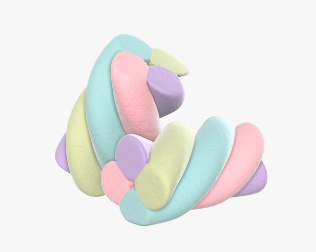 marshmallows candy cylindrical twisted 3D Model .c4d .max .obj .3ds .fbx .stl .blend 