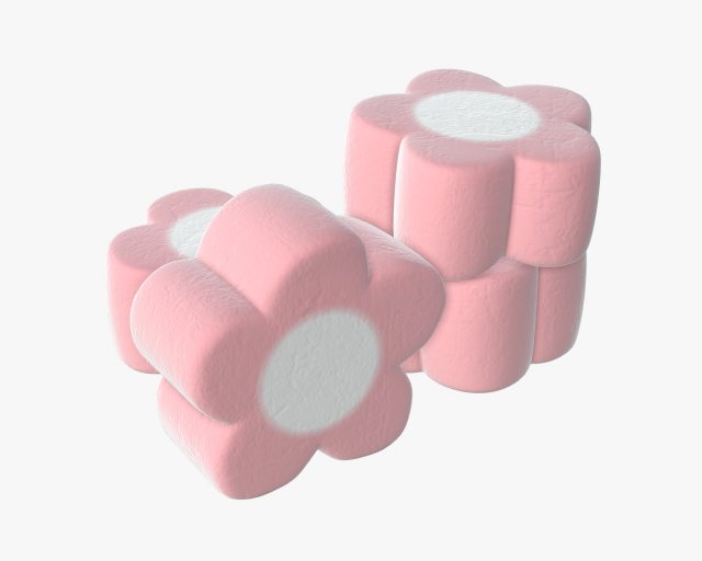 marshmallows candy flower shape 3Dモデル .c4d .max .obj .3ds .fbx .stl .blend 