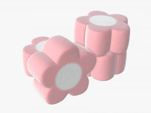 marshmallows candy flower shape 3D Model