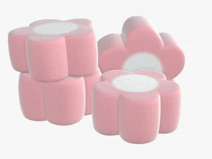 marshmallows candy flower shape 3D Model