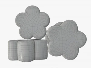 marshmallows candy flower shape 3D Model