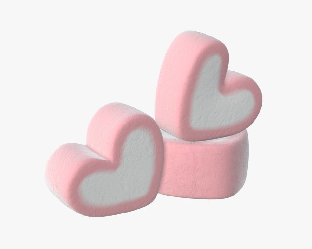 marshmallows candy heart shape Model 3D .c4d .max .obj .3ds .fbx .stl .blend 