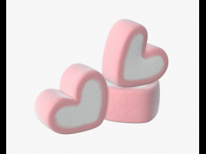 marshmallows candy heart shape 3D Model