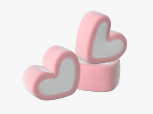 marshmallows candy heart shape Model 3D