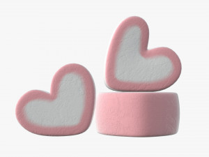 marshmallows candy heart shape Model 3D