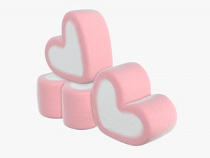 marshmallows candy heart shape Model 3D