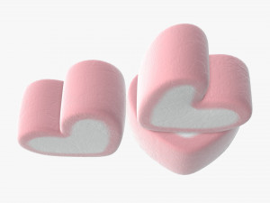 marshmallows candy heart shape Model 3D