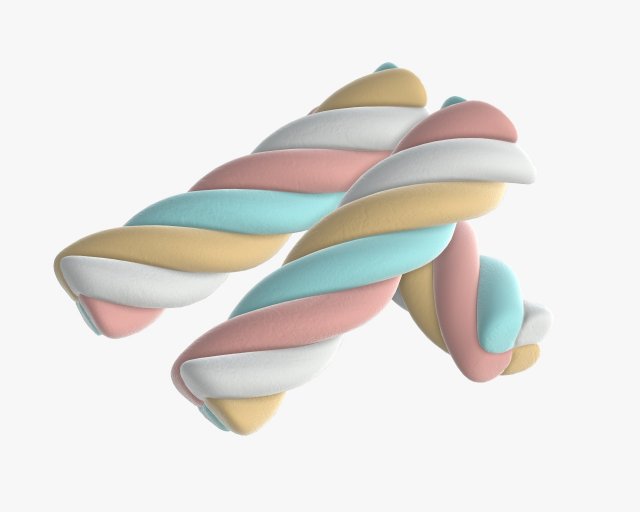 marshmallows colorful candy spiral shape 3D Модель .c4d .max .obj .3ds .fbx .stl .blend 