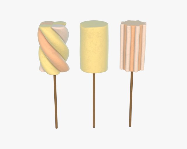 marshmallows colorful on sticks 3D मॉडल .c4d .max .obj .3ds .fbx .stl .blend 
