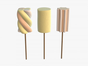 marshmallows colorful on sticks 3D मॉडल
