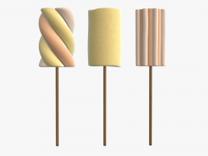 marshmallows colorful on sticks 3D मॉडल