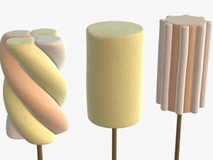 marshmallows colorful on sticks 3D मॉडल