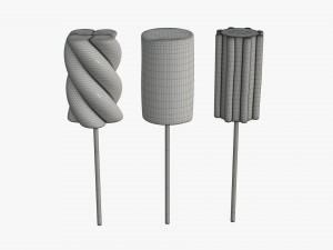 marshmallows colorful on sticks 3D मॉडल