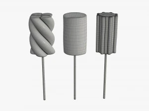 marshmallows colorful on sticks 3D Model