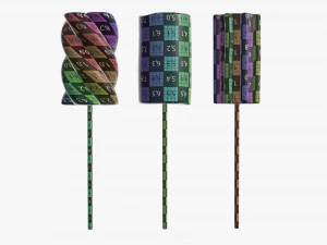 marshmallows colorful on sticks 3D Model