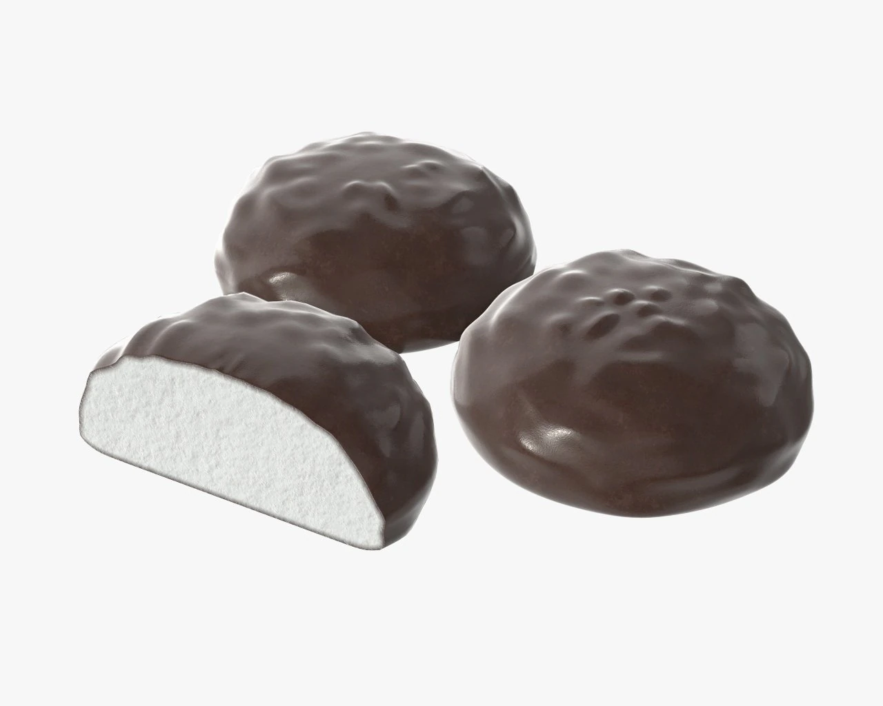 marshmallows covered in chocolate 3D Model .c4d .max .obj .3ds .fbx .stl .blend 