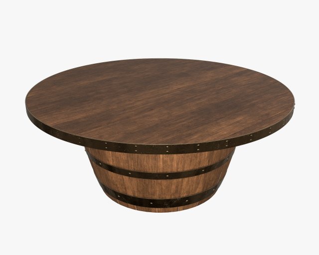 wooden barrel coffee table 3D मॉडल .c4d .max .obj .3ds .fbx .stl .blend