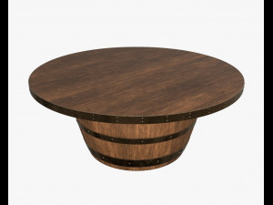 wooden barrel coffee table Modelo 3D