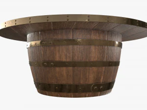 wooden barrel coffee table 3D Model