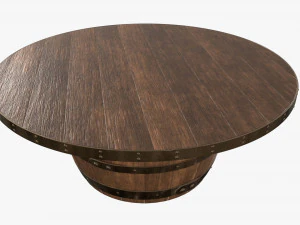wooden barrel coffee table 3D Model