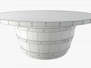 wooden barrel coffee table 3D Model