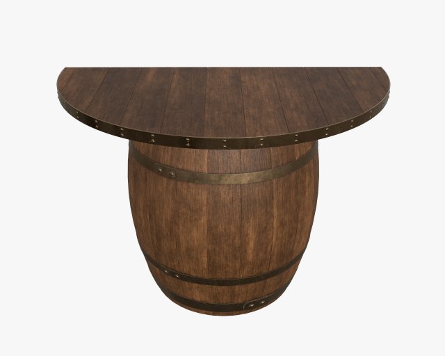 wooden barrel console table 3D Model .c4d .max .obj .3ds .fbx .stl .blend 
