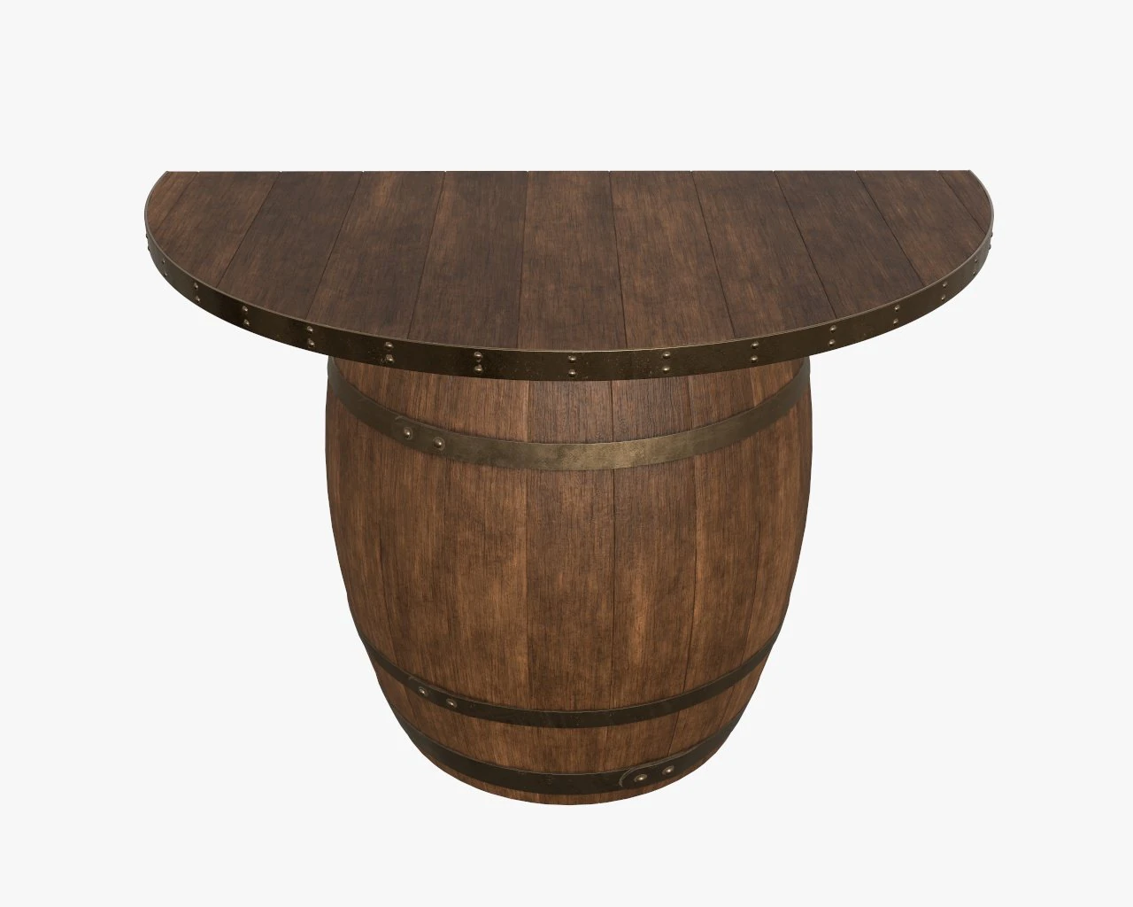 wooden barrel console table 3D Model .c4d .max .obj .3ds .fbx .stl .blend 