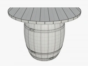 wooden barrel console table 3D Model