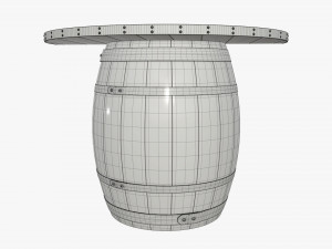 wooden barrel console table 3D Model