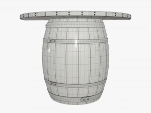 wooden barrel console table 3D Model