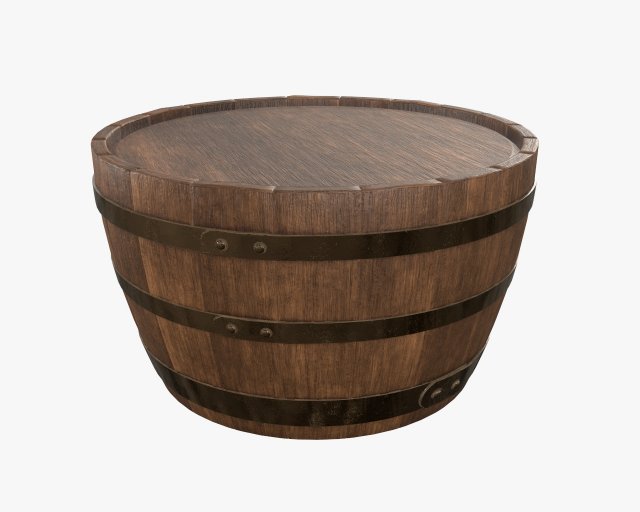 wooden barrel half table 3D Модель .c4d .max .obj .3ds .fbx .stl .blend 