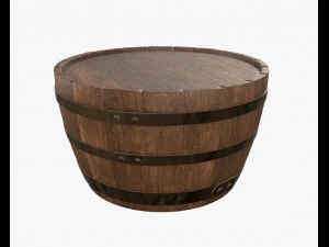 木樽ハーフテーブル 3Dモデル