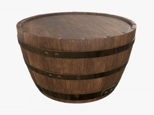 wooden barrel half table 3D Модель