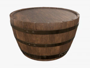 wooden barrel half table 3D Model