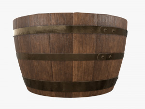 wooden barrel half table 3D Модель