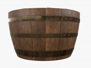 wooden barrel half table 3D Model