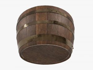 wooden barrel half table 3D Model