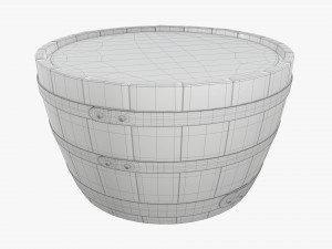 wooden barrel half table 3D Модель