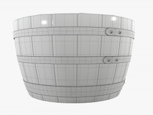 wooden barrel half table 3D Модель