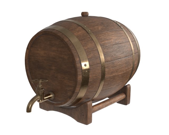 wooden barrel for beer 01 3D Model .c4d .max .obj .3ds .fbx .stl .blend 