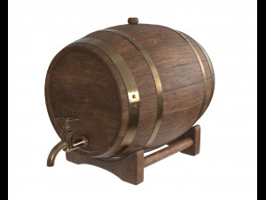 wooden barrel for beer 01 3D Model