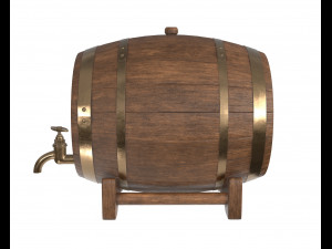 wooden barrel for beer 01 3D Model
