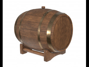 wooden barrel for beer 01 3D Model