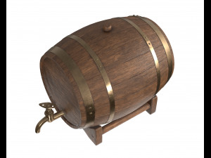 wooden barrel for beer 01 3D Model