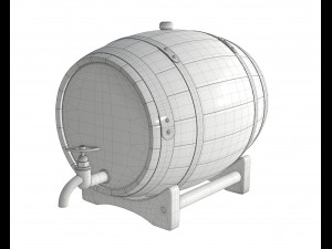 wooden barrel for beer 01 3D Model