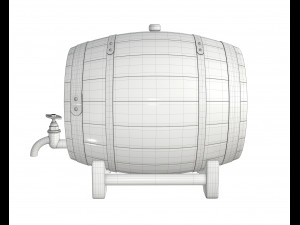 wooden barrel for beer 01 3D Model