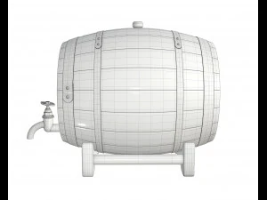 wooden barrel for beer 01 3D Model