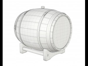 wooden barrel for beer 01 3D Model