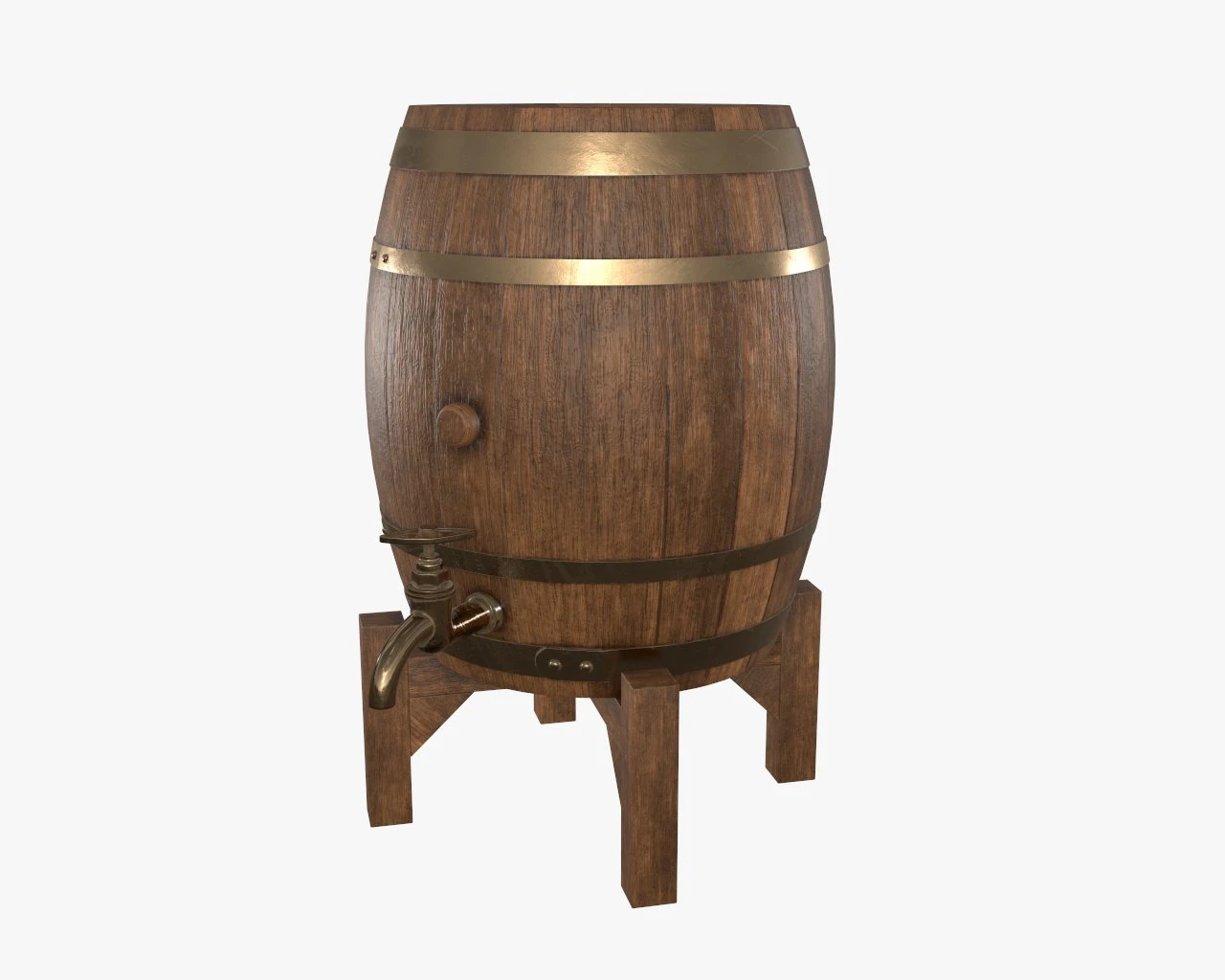 wooden barrel for beer 02 3D Model .c4d .max .obj .3ds .fbx .stl .blend 