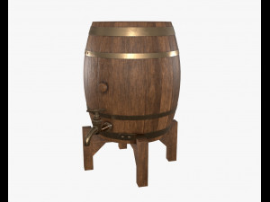 wooden barrel for beer 02 3D Model